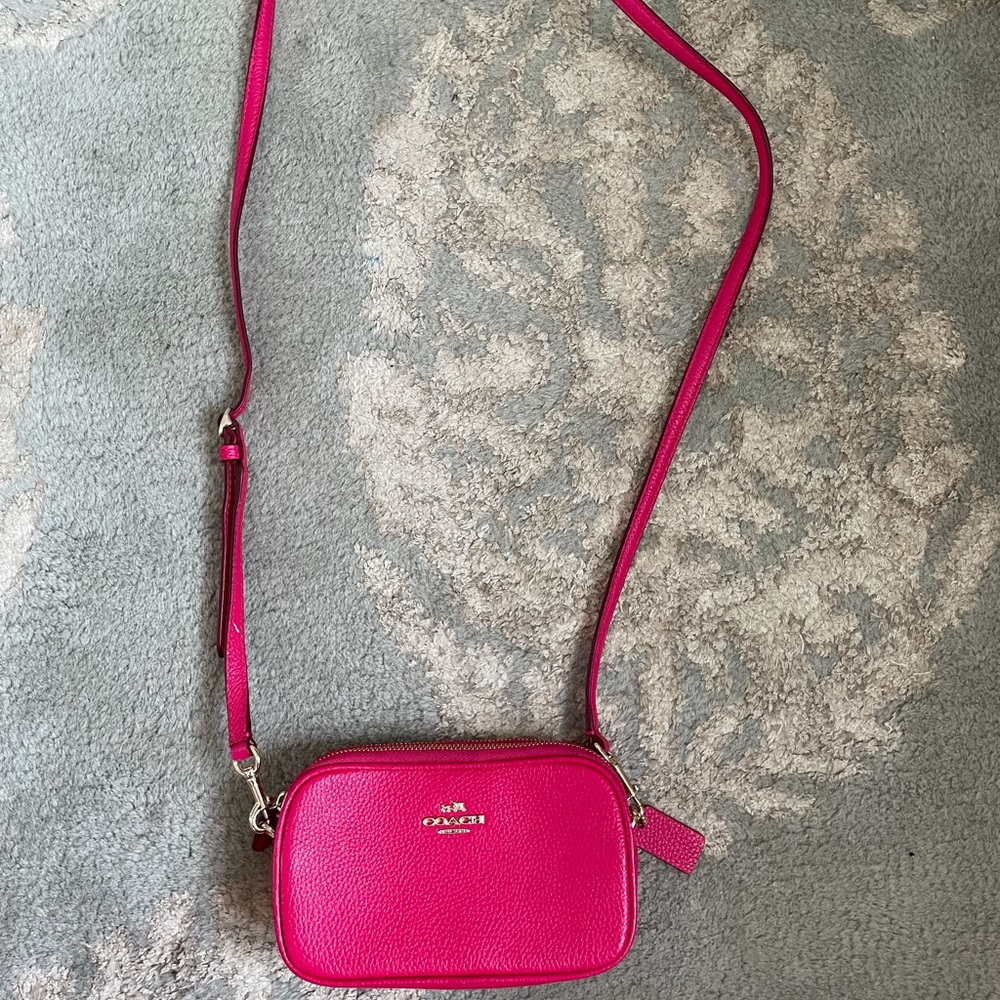 Coach hot pink crossbody wallet bag